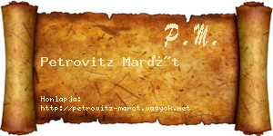 Petrovitz Marót névjegykártya